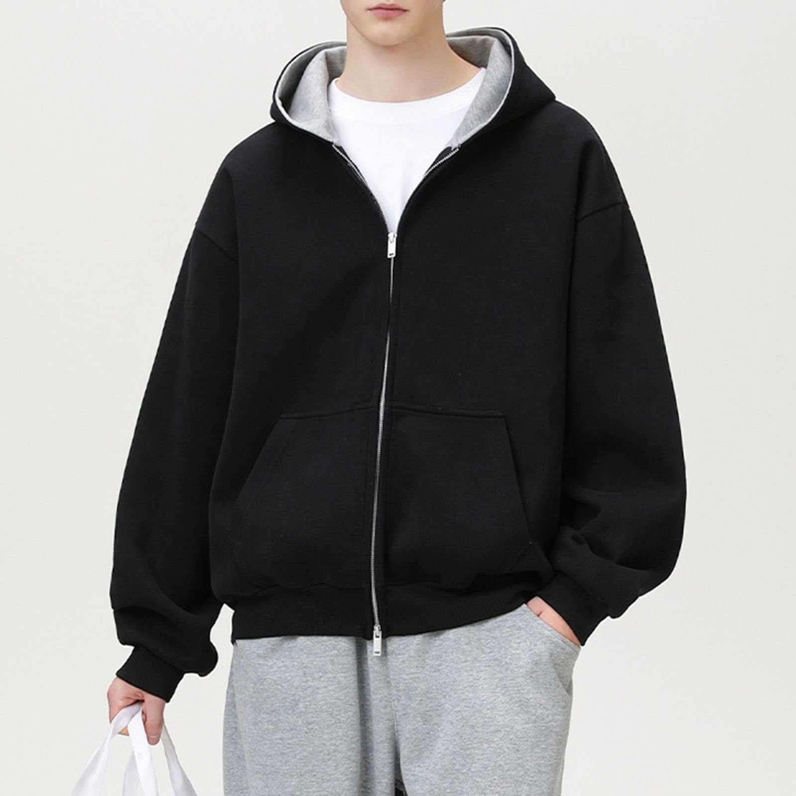 Generisch Sweatjacke Jungen Herren Freizeitjacken Leichtes Kapuzen-Sweatshirt mit Reißverschluss Sportliche Outdoor-Sportbekleidung Bequemer Slim Fit Pullover Windbreaker
