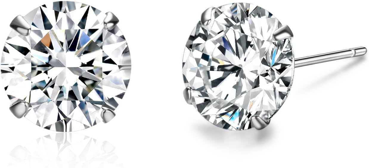 Platinum Plated Sterling Silver Stud Earrings Made with Austrian Crystals