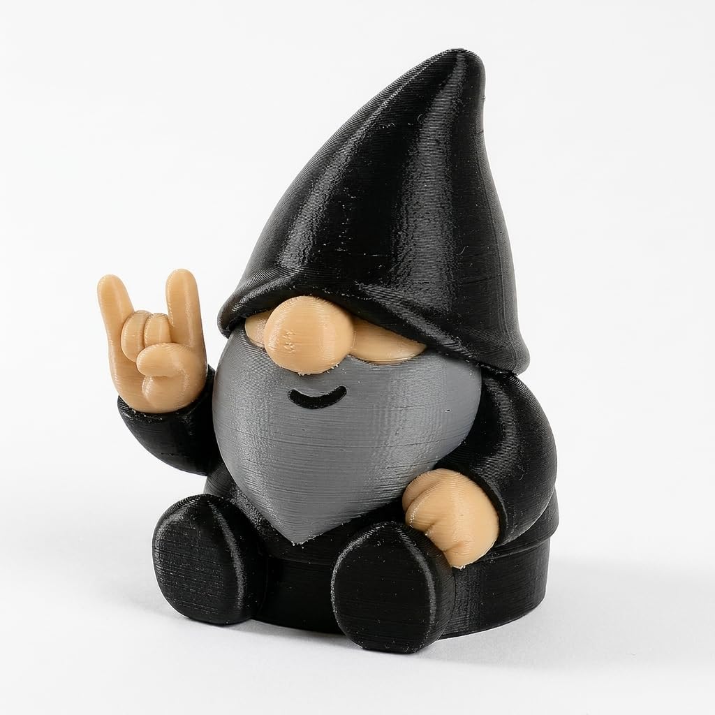 Heavy Metal Gnome Buddy Collectible Figurine - Unique Desk Decor for Adults – 3D Printed in Canada