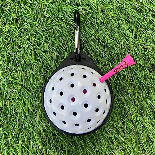 teemate Original Golf Tee Holder w/Clip-On Carabiner, Ideal for Wooden Tees/Bamboo Tees/Plastic Tees, Golf Bag Organiser Clip