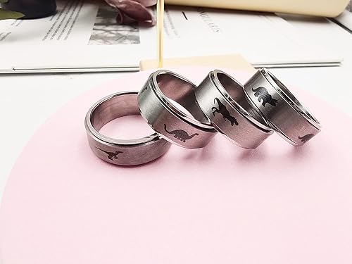 Miniatura 7 de INENIMARTJ Anillos giratorios de dinosaurio para mujeres y hombres, anillo giratorio de acero inoxidable, anillo giratorio de dinosaurios jurásicos