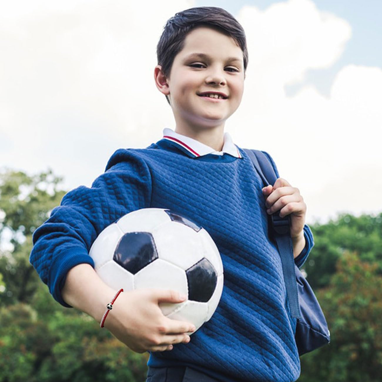 Lote de 2 Pulseras de Fútbol para Niños, Pulseras de la Amistad Ajustables, Pulsera Tejida Ajustable, Regalo de Fútbol para Cumpleaños de Niños Deportistas, Adolescentes, Niñas y Niños, B