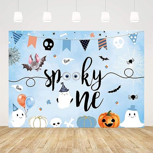 Miniatura 2 de Sendy Telón de fondo espeluznante de 7 x 5 pies, para Halloween, primer cumpleaños para niño, fantasma, boo, decoración de fiesta, pancarta, fondo