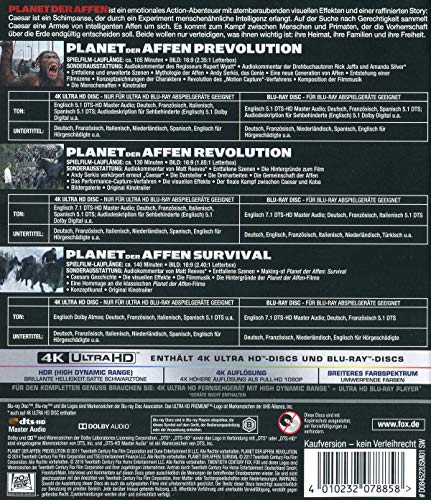 Planet der Affen 1-3 – 4K Blu-ray (UHD + Blu-ray Disc)