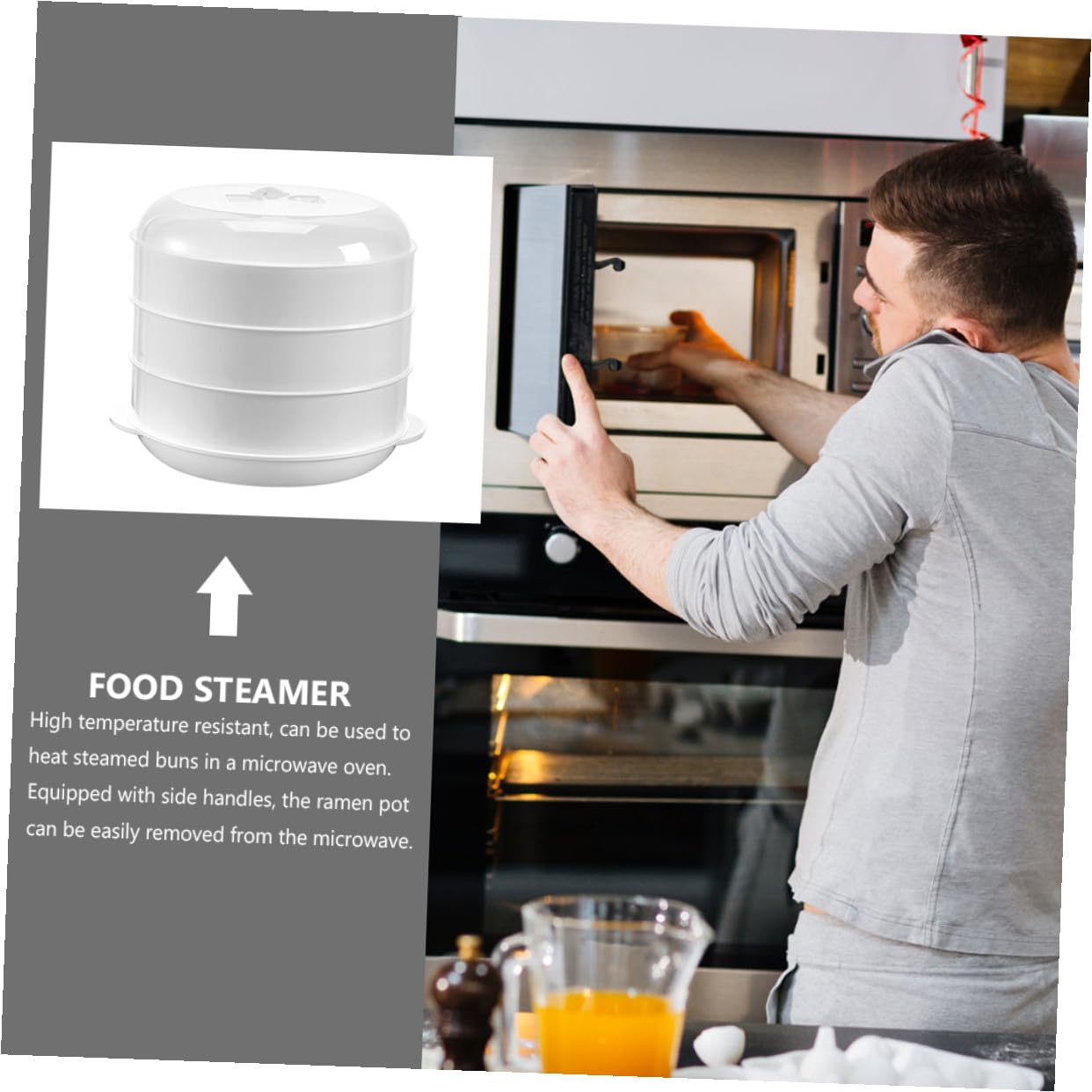 Cocedor al Vapor Microondas Tapa Resistente al Calor Apto para Verduras Pasta y Arroz Utensilio Cocina Fácil Limpieza y Duradero