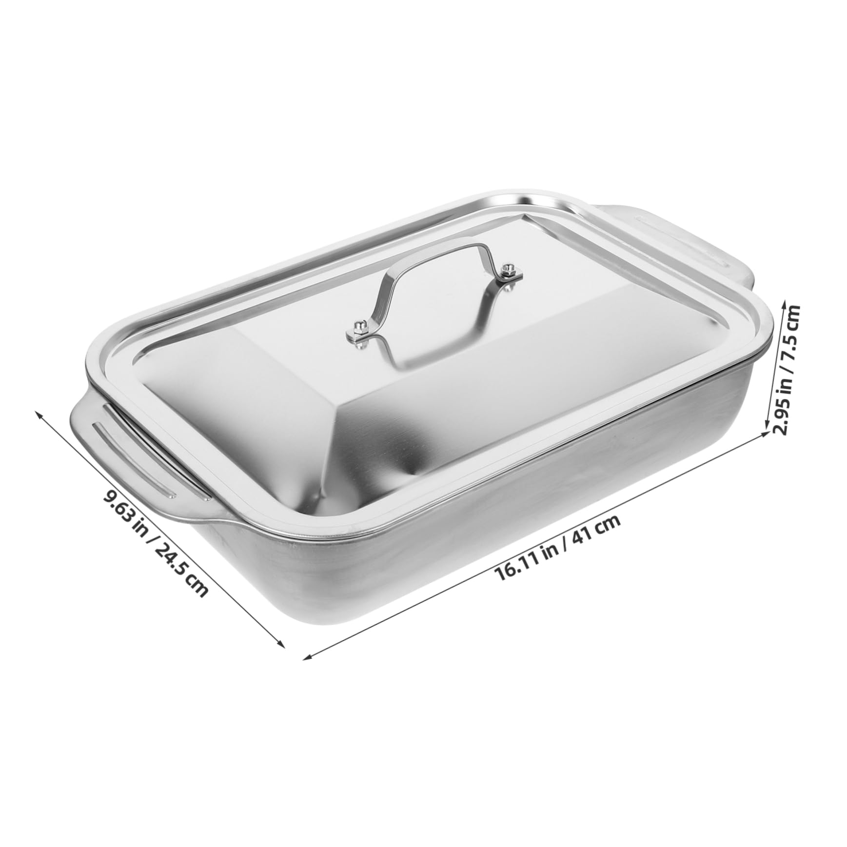 Bratreine mit Antihaft Beschichtung mit Deckel Rechteckige Bratform aus Edelstahl für Schonendes Braten und Grillen von Fisch