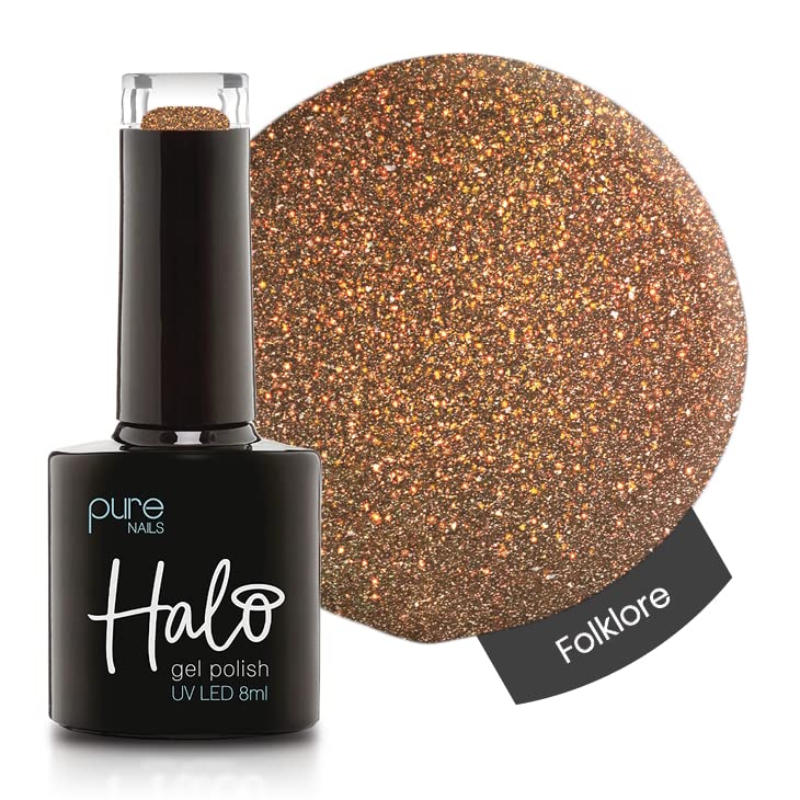 Halo Gel Polish 8ml - Folklore. UV/LED Gel Nail Polish, Long Lasting & Easy To Apply. Nail Art Colours For Manicure & Pedicure. Gel Polish For Professional & Home Use.