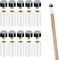 Trinkrittey Kit de substituição de 10 conjuntos de pontas de bilhar com virolas brancas para taco de sinuca, pontas azuis rosqueadas de 12 mm