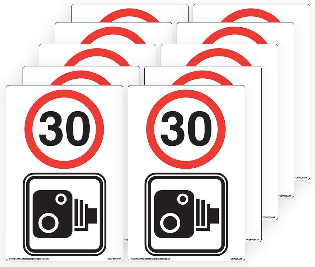 30Mph White Speed Signs with Speed Camera Standard [3mm