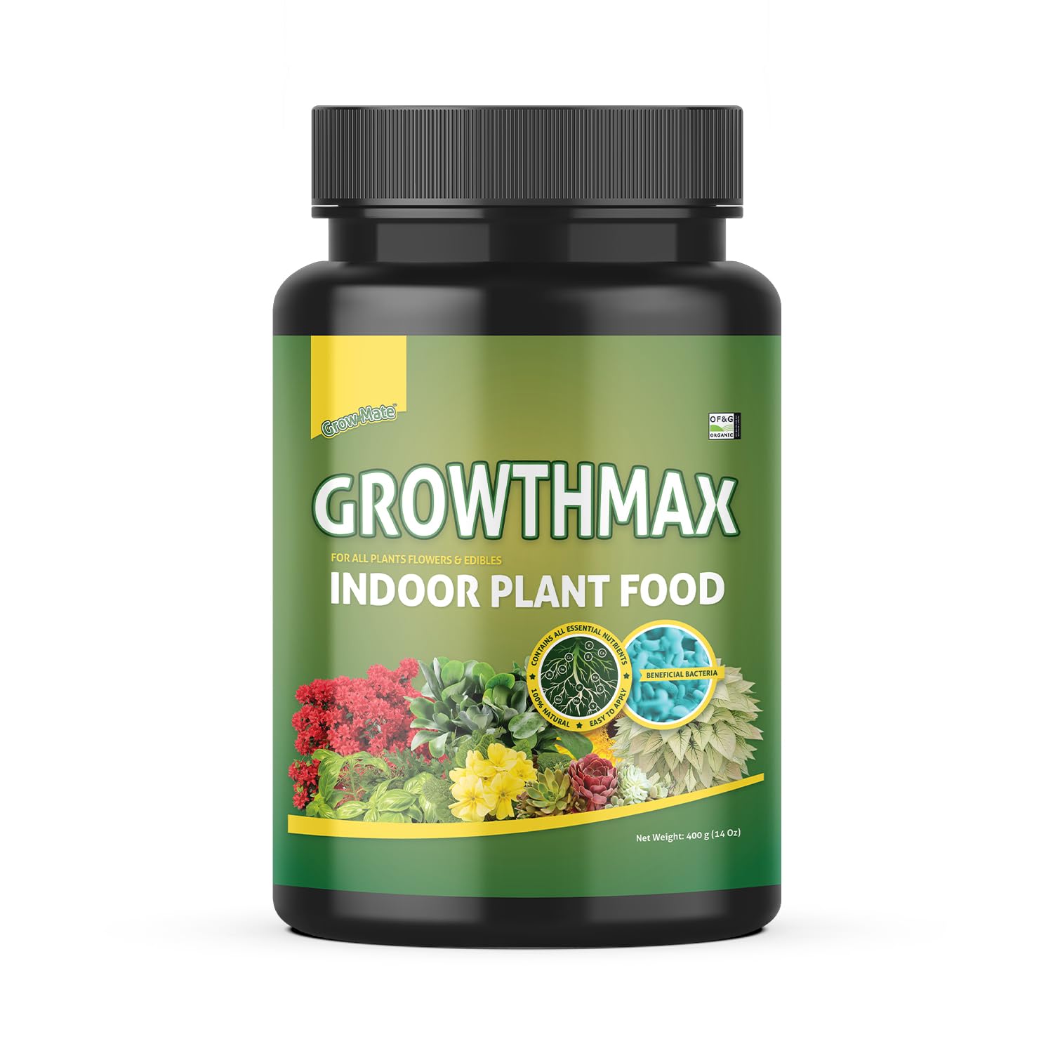 GrowthMax (400g) Organic Indoor Plant Food - Treats 80+ plants | Houseplant Food for All Indoor Plants