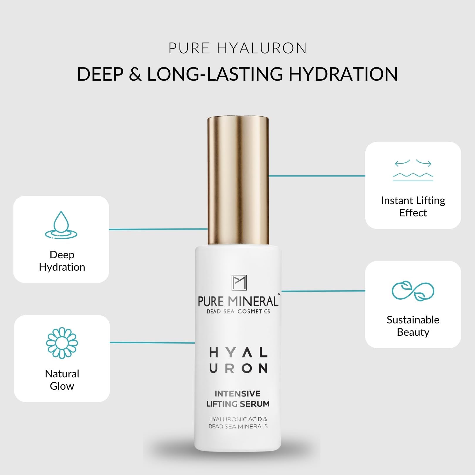 Pure Mineral - Intensive Lifting Hyaluron Serum for All Skin Types - Firming Action, Dead Sea Minerals, Optimal Hydration - Silicone-Free, Sulfate-Free, Paraben-Free - 30ml - Image 2