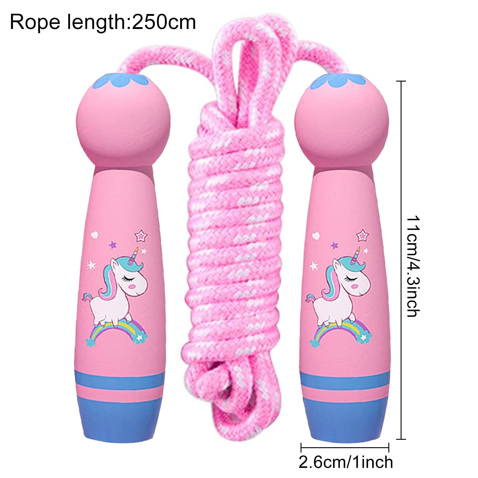 Corda per saltare per bambini con manico in legno, corda per saltare regolabile 2,6 m, unicorno Speed Rope, Speed Jump Rope con manico in schiuma, corda per saltare Speed Rope, corda per saltare