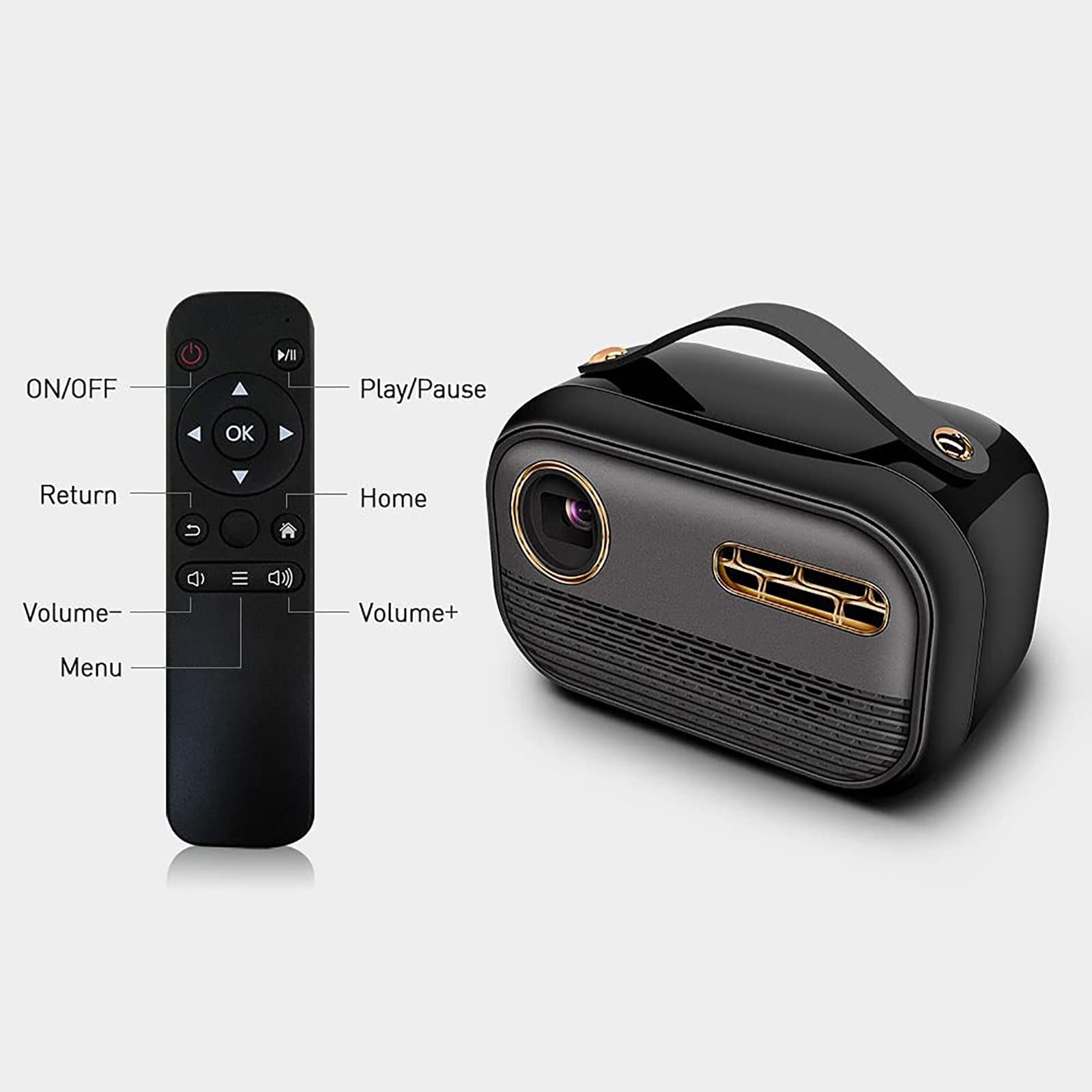 TsoLay Mini Proiettore DLP, WiFi Bluetooth Home Cinema Portatile con Telecomando Wireless, Correzione Trapezoidale Verticale ±40°, = per Riproduci Video Applicabili, Serie TV, Streaming Sportivo