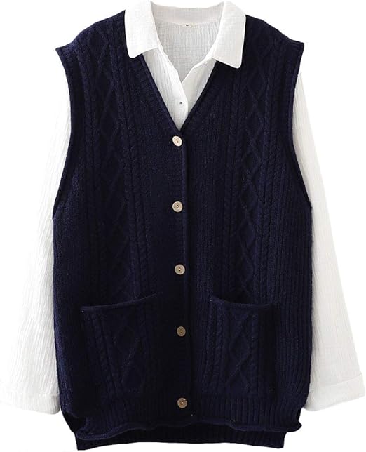 Minibee Women's Sweater Vest Casual Sleeveless Cardigan VNeck Button
