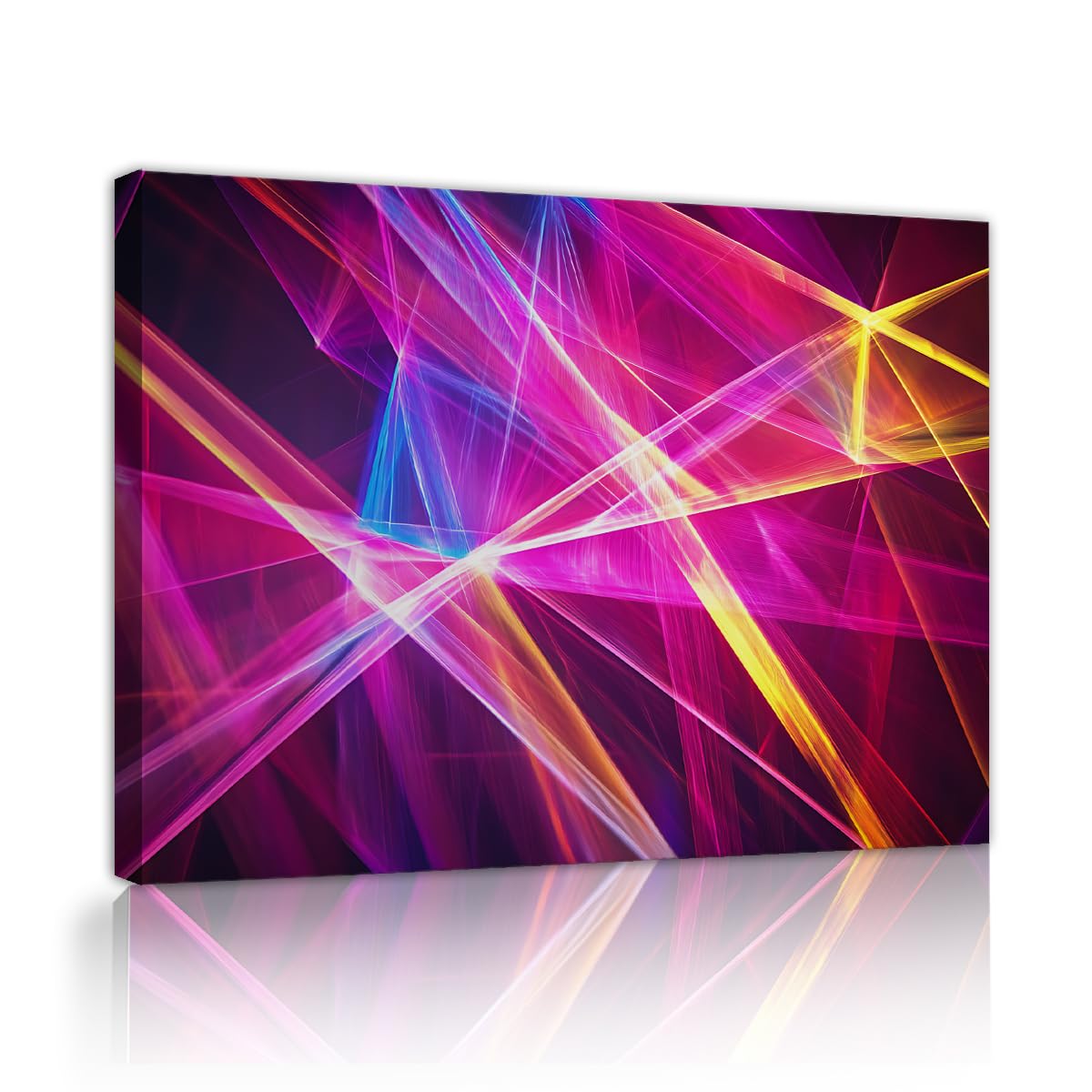 TOANGWALL Abstract Lines Wall Art Dining Room Neon Light Framed Canvas Prints Geometric Vibrant Colorful Poster for Apartment Home Office Decor 80x95cm