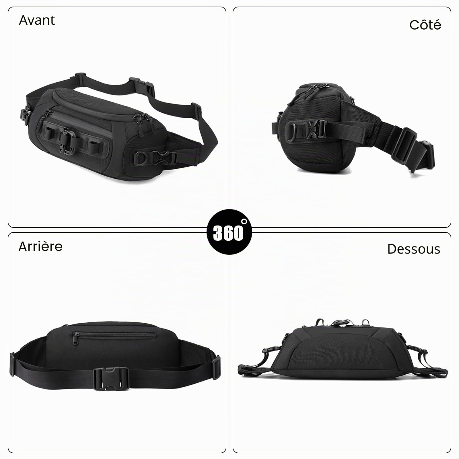 FANDARE Sac Banane Multifonctionnel - Poitrine, Sport, Bandoulière, à Dos Porté Travers pour Homme Femme - Randonnée, Ceinture de Course en Nylon - Sacoche Cyclisme, Epaule Camo