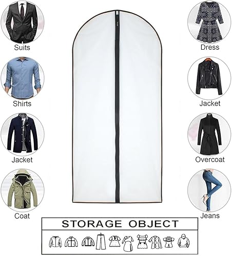 Miniatura 4 de Paquete de 6 bolsas a prueba de polillas para almacenamiento de ropa, con cierre de cremallera completa, transpirables, transparentes, laterales de