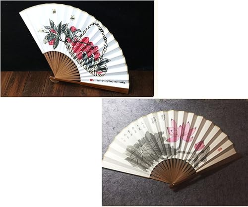 Miniatura 6 de HONSHEN Abanico plegable, abanicos de papel Xuan de bambúAbanico plegable de artes tradicionales chinas con una funda de tela para decoración de