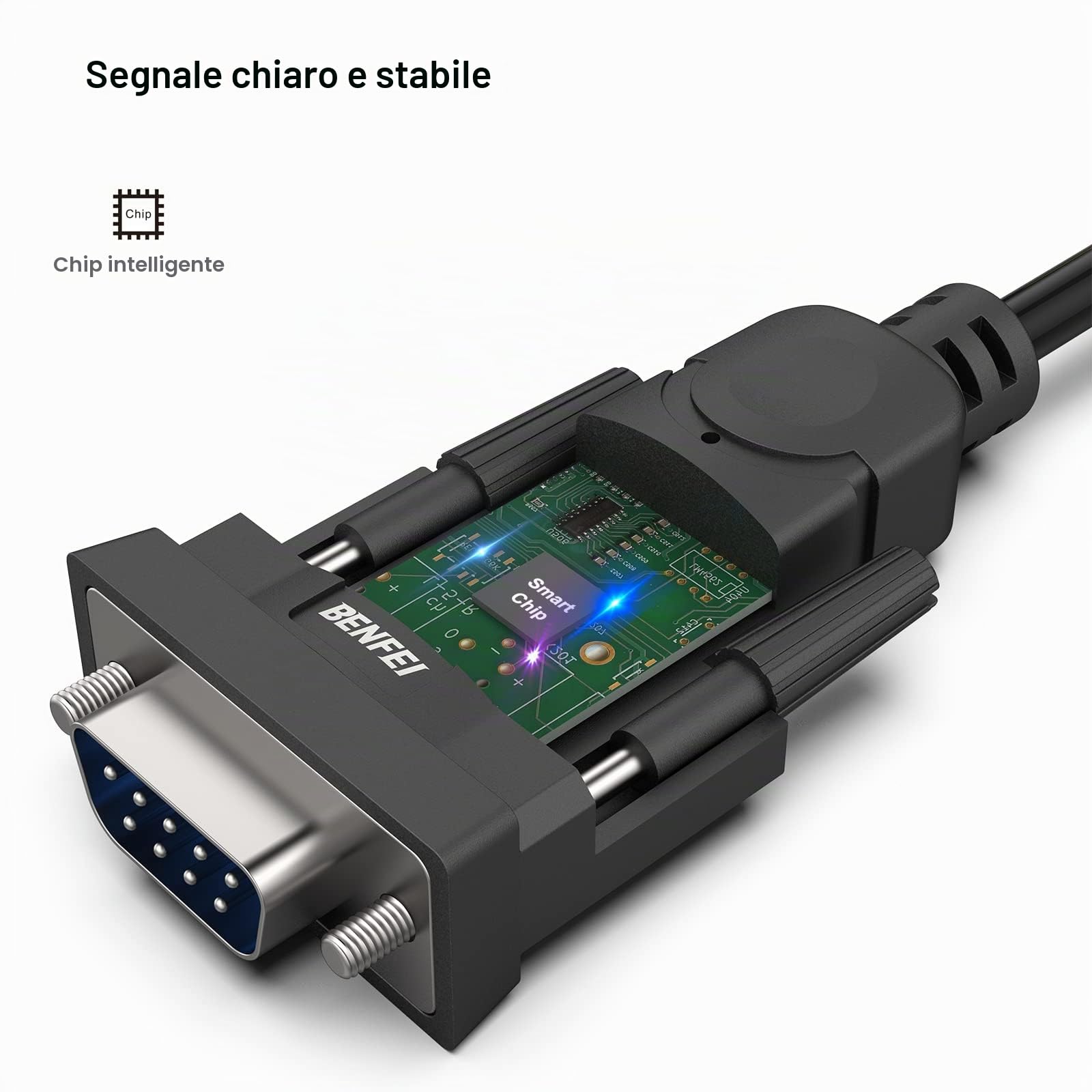 BENFEI Cavo USB a seriale, 1,8m cavo seriale RS-232 maschio (9 pin) DB9, chipset prolifico, Windows 11/10/8.1/8/7, Mac OS X 10.6 e versioni successive