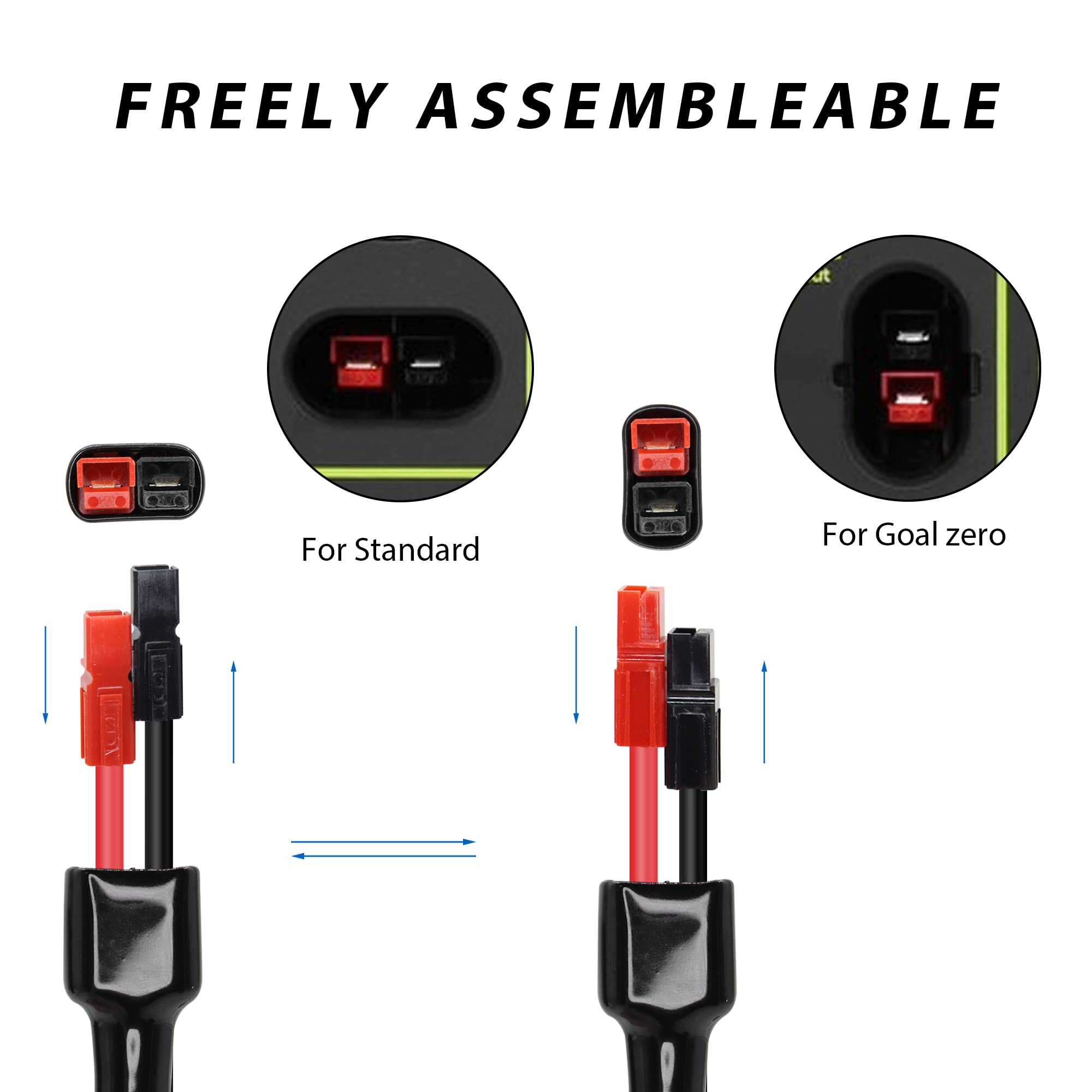 YACSEJAO Cavo Accendisigari Femmina A Connettore 45A - 12 AWG, 50 Cm - Per Pannelli Solari, Generatori Portatili, Camper, Auto - Con Tappo Impermeabile