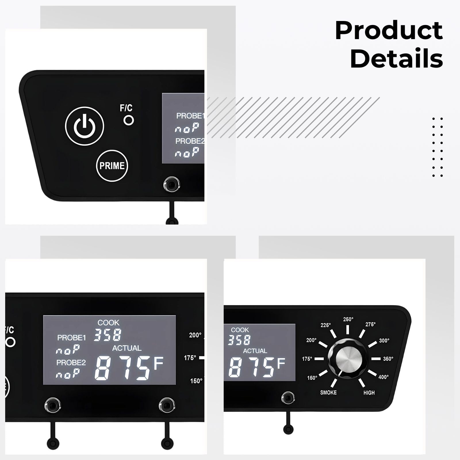 Digitales Thermostat-Steuerboard-Set, kompatibel mit Pit Boss B055 PBV3/4/5/7 Vertikal-Smoker, Ersatzteil für Pelletgrill, mit 2 Fleischsonden, LCD-Temperaturregler 150 bis 400 °F, mit Prime