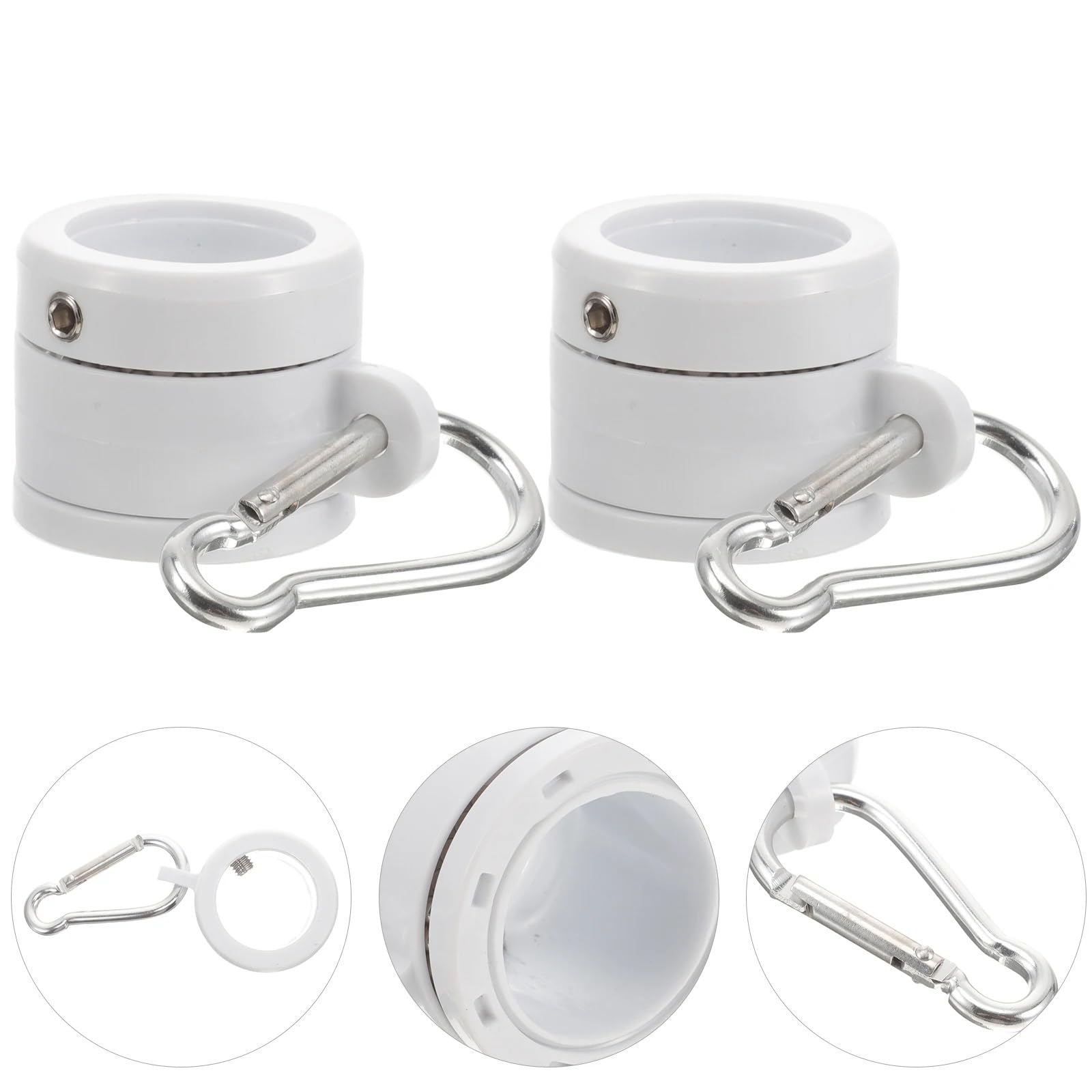 Lot de 2 anneaux rotatifs pour mât de drapeau de jardin avec clip pour œillets pour accessoires de support de mât (noir)