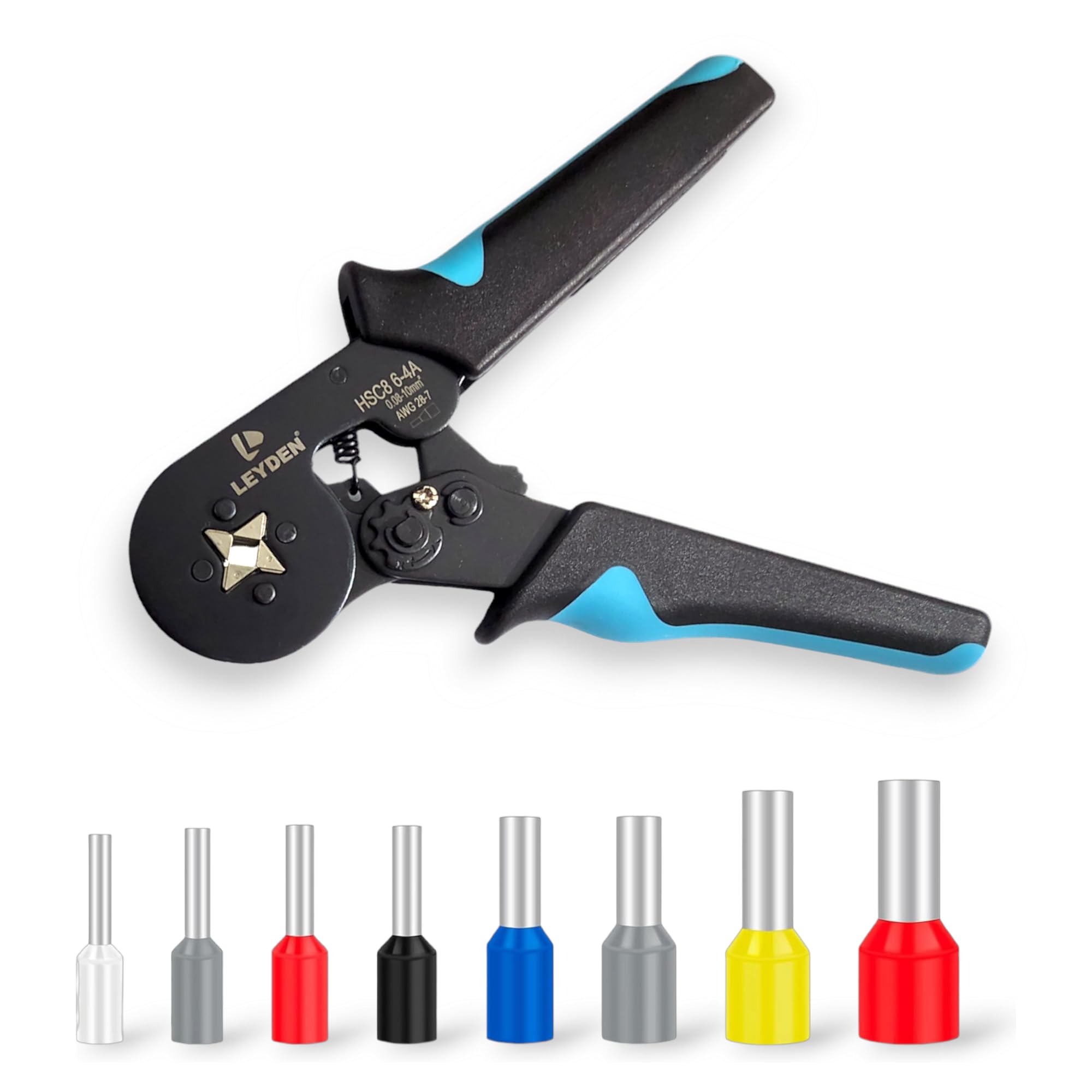 LEYDEN® 1400 Pcs 0.5-10mm²Assorted Ferrule Lug End Terminal With HSC8 6-4A Crimper Industrial Panel Wiring Socket Male Connector