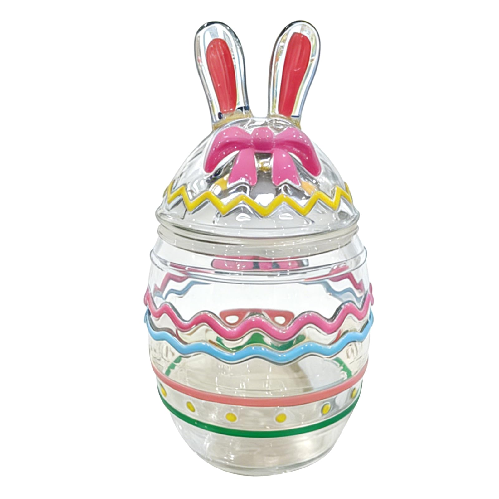OSNIYAW Themed Glass Clear Candy Storage Jar with Rabbits Chick Eggs Designs Container for Holiday Decors and Kitchen Use Clear Candy Storage Container