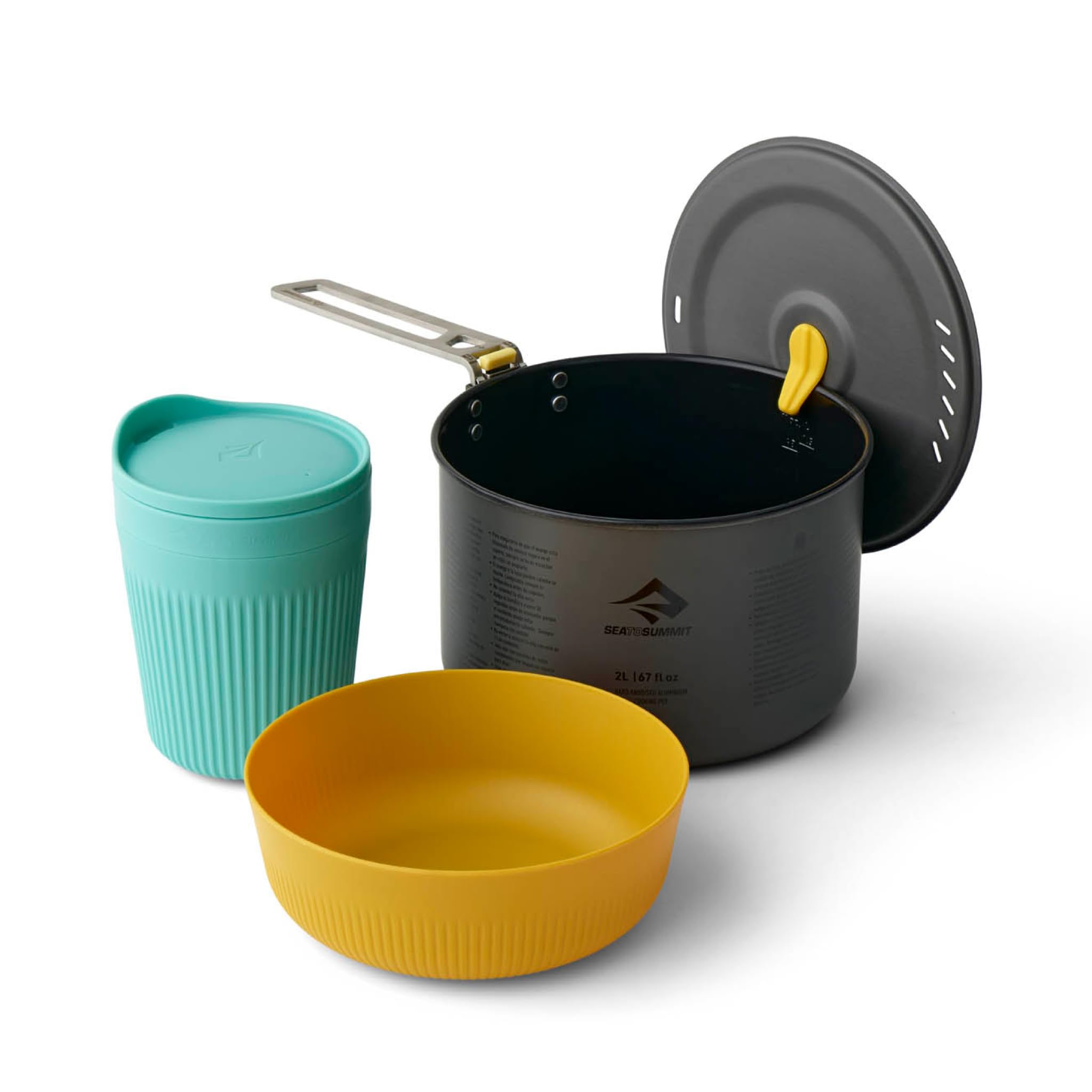 Sea to Summit Frontier UL One Pot Cook, set da 2 l, ciotola media + tazza isolata, colore: blu/giallo