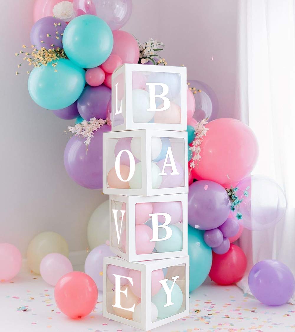 Buy Baby Shower Boxes,with Love and Baby Stickers Balloons Transparent