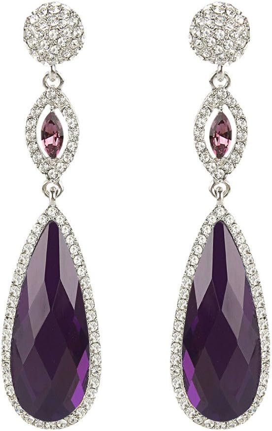 EVER FAITH Rhinestone Crystal Wedding Jewelry Graceful TearDrop Pierced Dangle Earrings