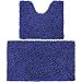 VDOMUS Microfiber Bathroom Rugs Combo, 2 Piece Rug Set, Includes 20" x 32" Soft Shaggy Bath Mat U-Shaped Toilet Floor Rug, Machine Washable (Blue)