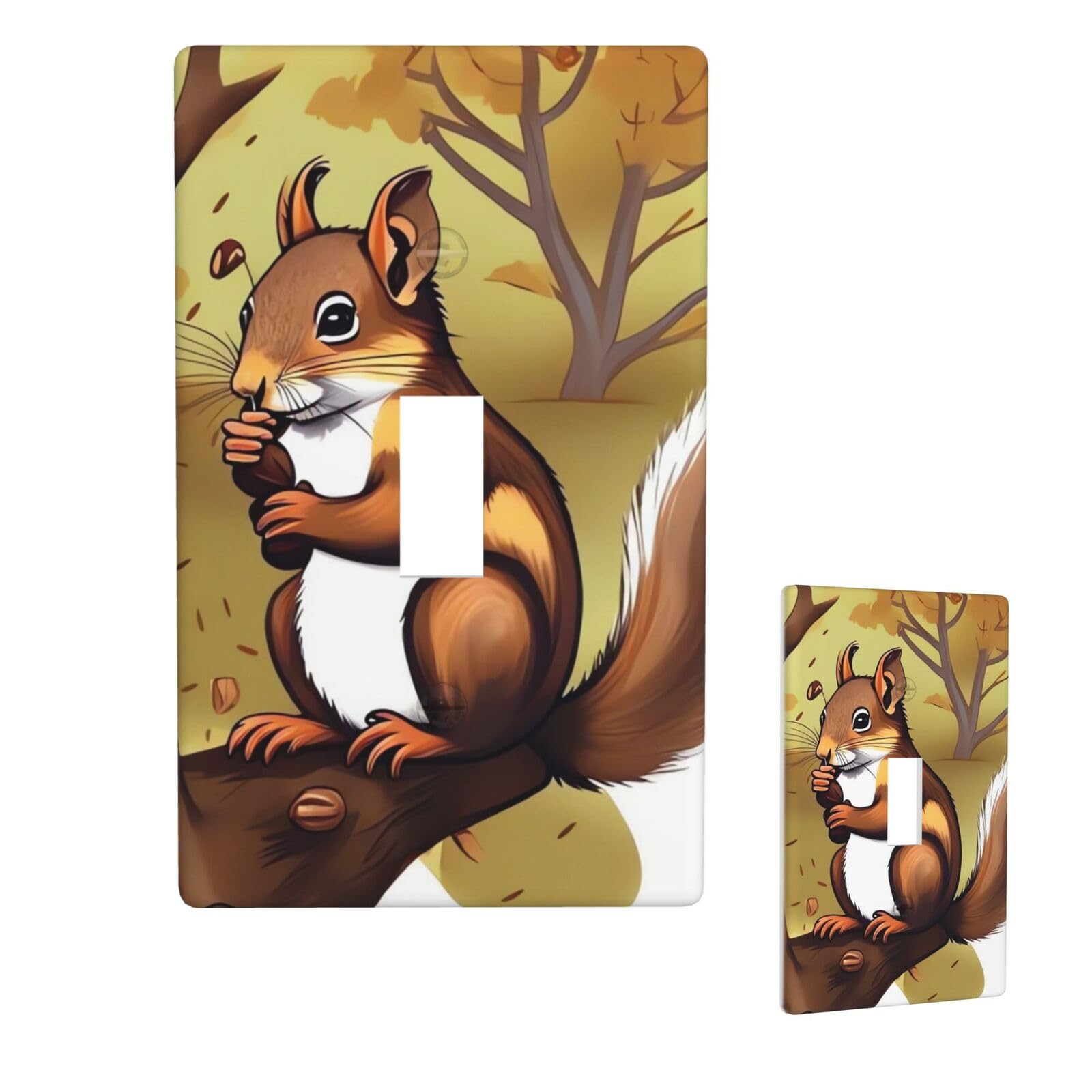 Aceprints Nut-Eating Squirrel 1 Gang Single Toggle Wall Plates, Unbreakable Decorative Light Switch Plate Covers Electrical Switchplate Cover Faceplate For Bathroom Kitchen Decor