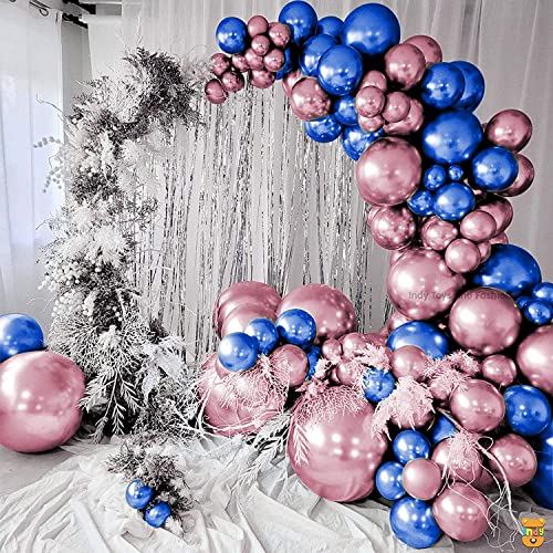 Image of Just Party 25Pcs Lavender & 25Pcs Blue Metallic Chrome Balloons with Shiny Surface For Birthdays /Anniversary /Engagement /Baby Shower /bachelorette Party Decorations (Pack of 50)