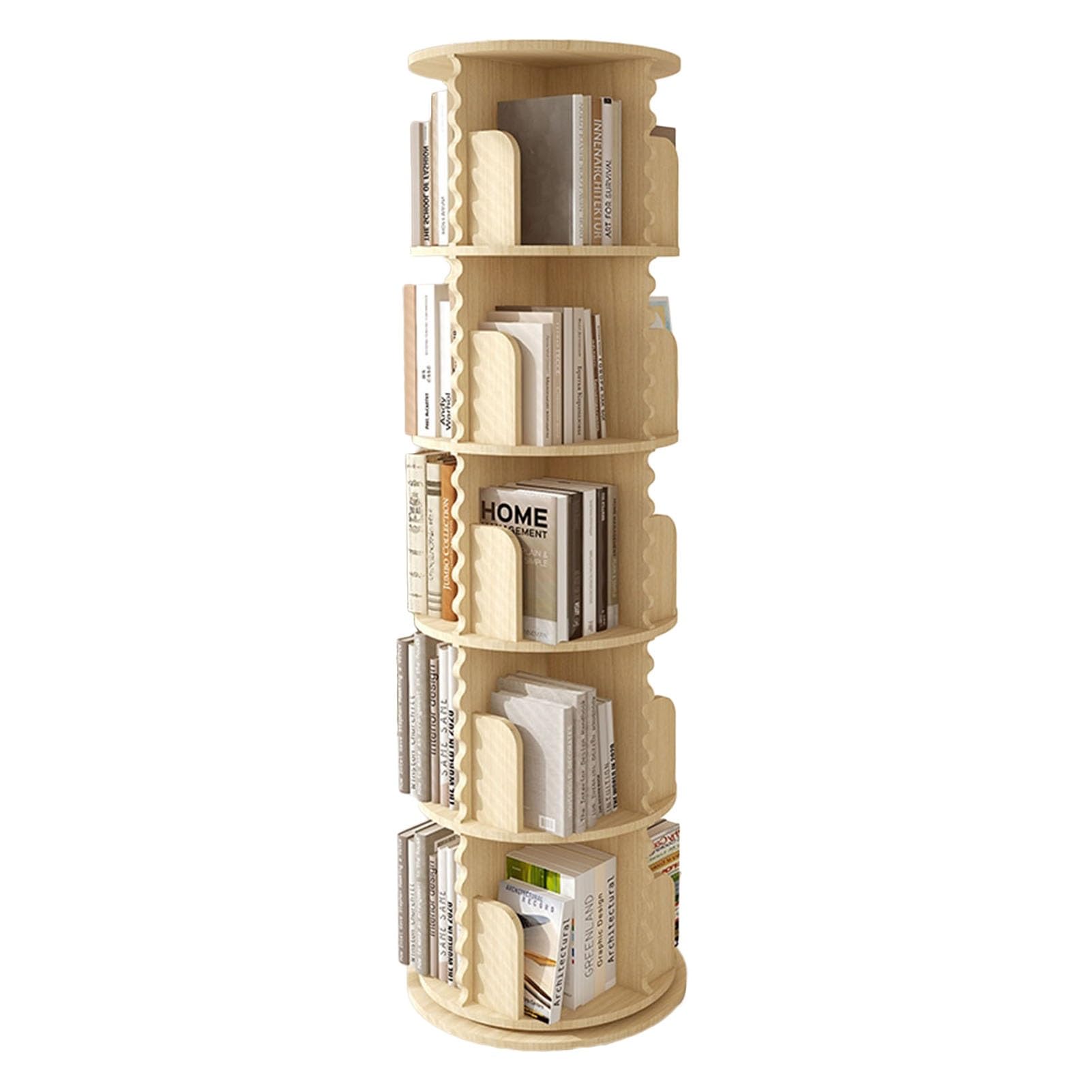 Libreria Girevole a Torre, scaffale portaoggetti Girevole a 6 Livelli, Porta CD in Legno da Pavimento per Piccoli spazi, per camere da Letto, soggiorni, Sale Giochi, 5 l