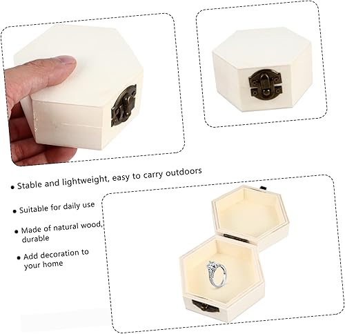 Miniatura 3 de ARTIBETTER Cajas de regalo de madera 2pcs caja de joyería hexagonal árbol de loto pirata niño dama de honor caja lisa