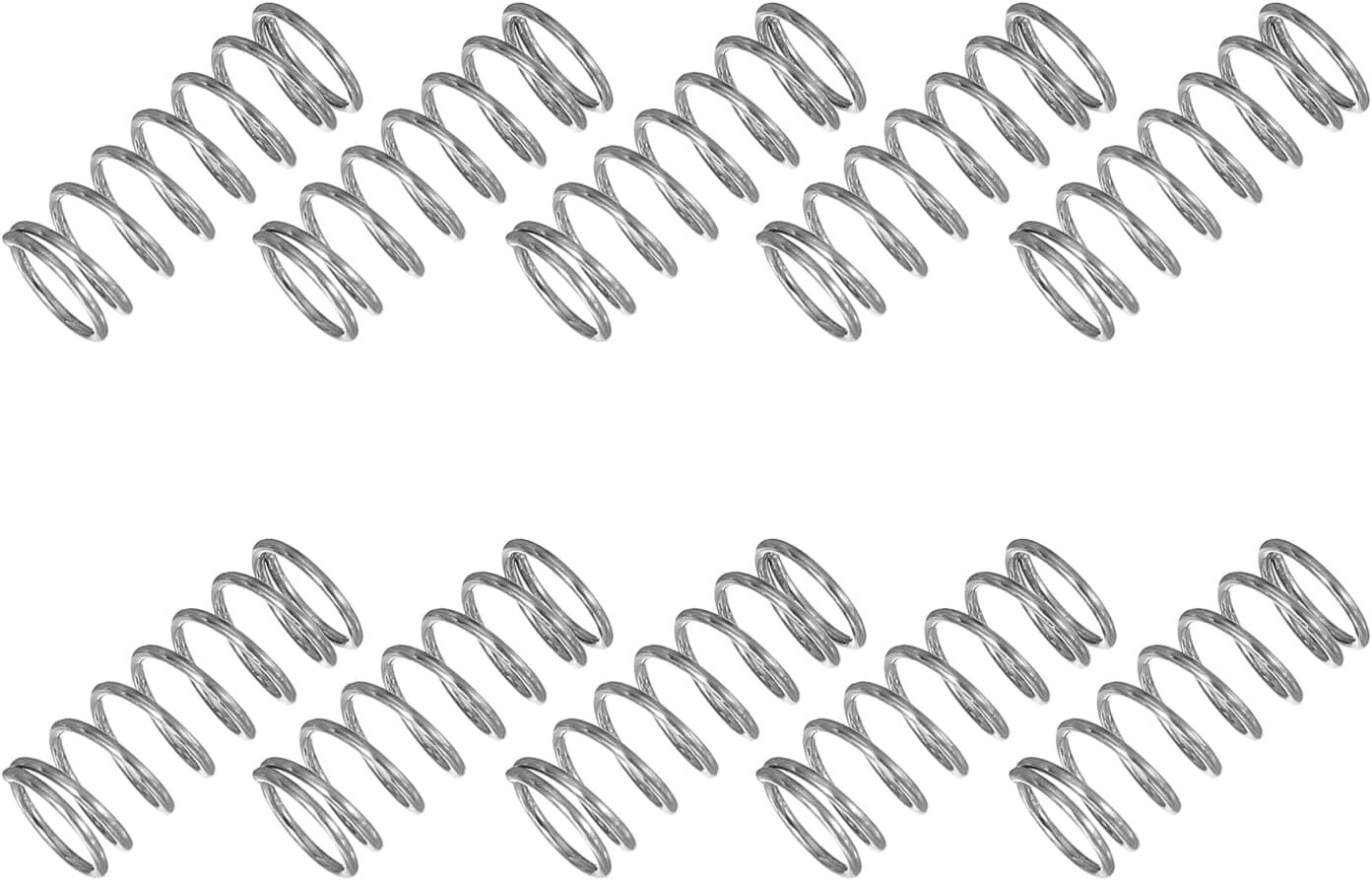 MECCANIXITY Small Compression Spring 8 mm OD 0.8 mm Wire Diameter 20 mm Free Length 304 Stainless Steel Extension Spring for Shop Home Repairs DIY Projects (Silver Tone, Pack of 10)