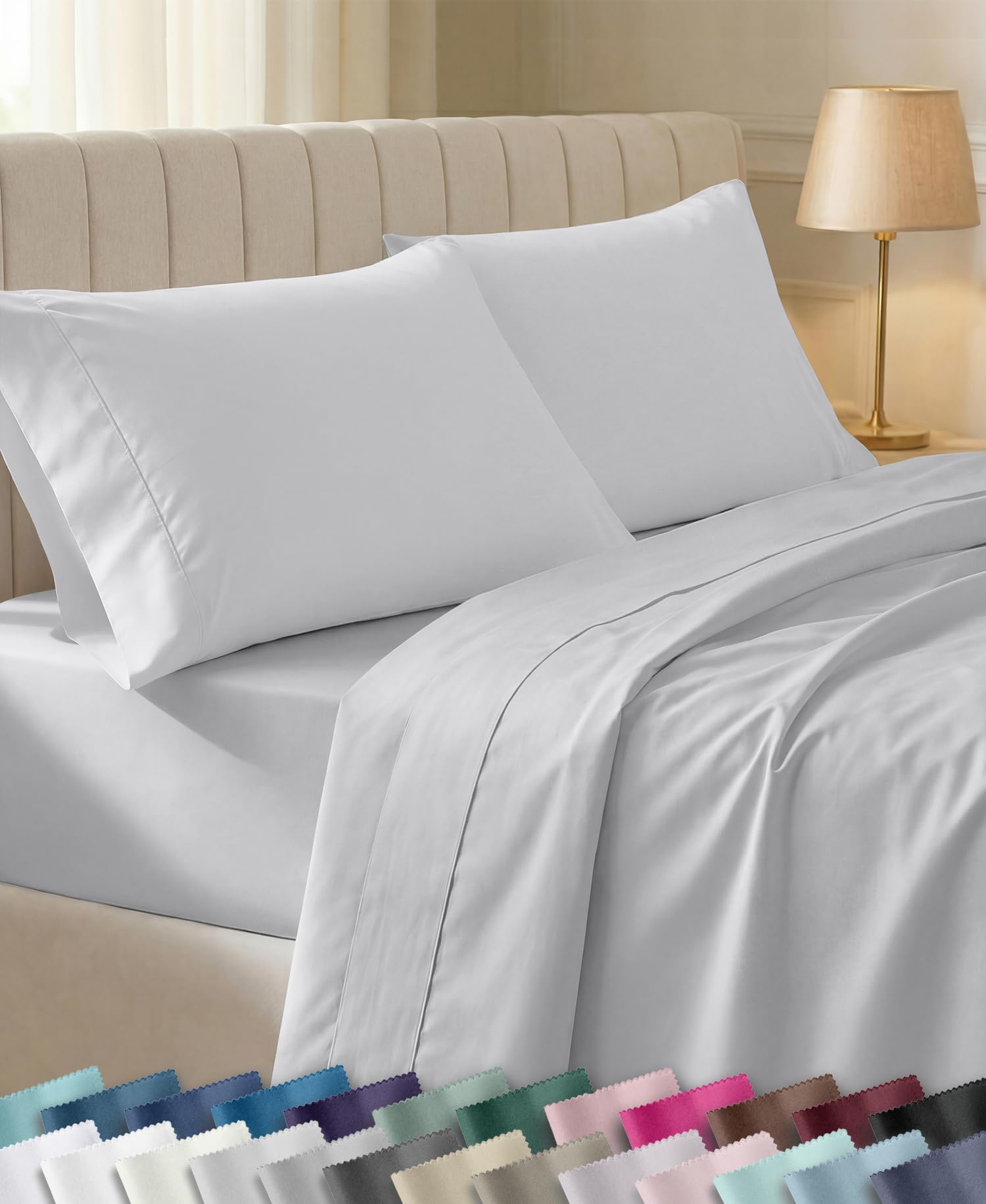 California Design Den Soft 100% Cotton 400 Thread Count Sheets Full Set | 400 Thread Count Backed by Good Housekeeping Seal, 16" Deep Pocket, All-Around Elastic, Durable, Easy Care - Silver 06 - Silver Full