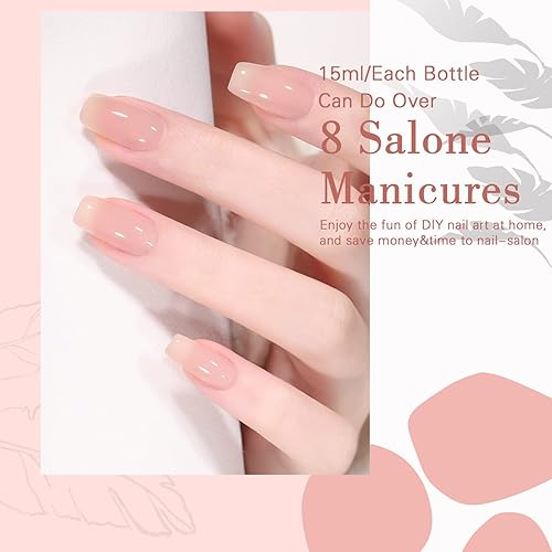Miniatura 3 de OPUIU Esmalte de uñas de gel natural Nude Jelly translúcido, esmalte de uñas neutro, 0.5 fl oz, manicura francesa para el hogar