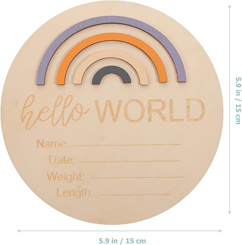 Miniatura 4 de Toddmomy 1 letrero de anuncio de bebé para niños y niñas recién nacidos letrero de anuncio de nacimiento de arco iris de madera letrero de