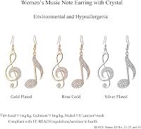 Aodun Jewelry Hangjegy Fülbevaló Nőknek - Hipoallergén Rozéarany és Ezüst Bevonatú Lógós Fülbevaló Kristály Díszítéssel - Ajándék Ékszer 10