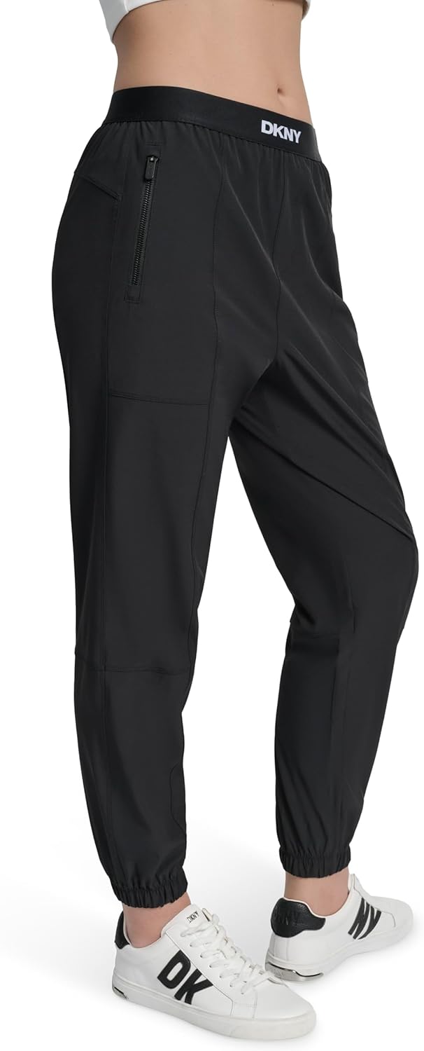 DKNY Womens Elastic Waistband Woven Zipper Pocket Jogger Pant - Image 2
