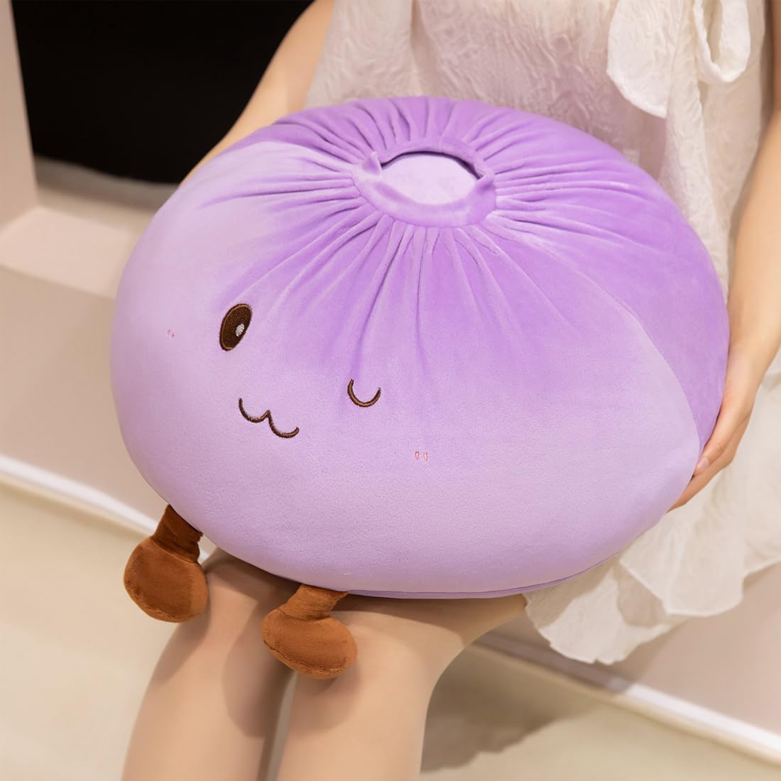 Food Dumpling Plush Pillow, Ultra-Soft Stuffed Bun, Comfort Soup Dumpling Plushie Cushion Decor Gifts/15.7''