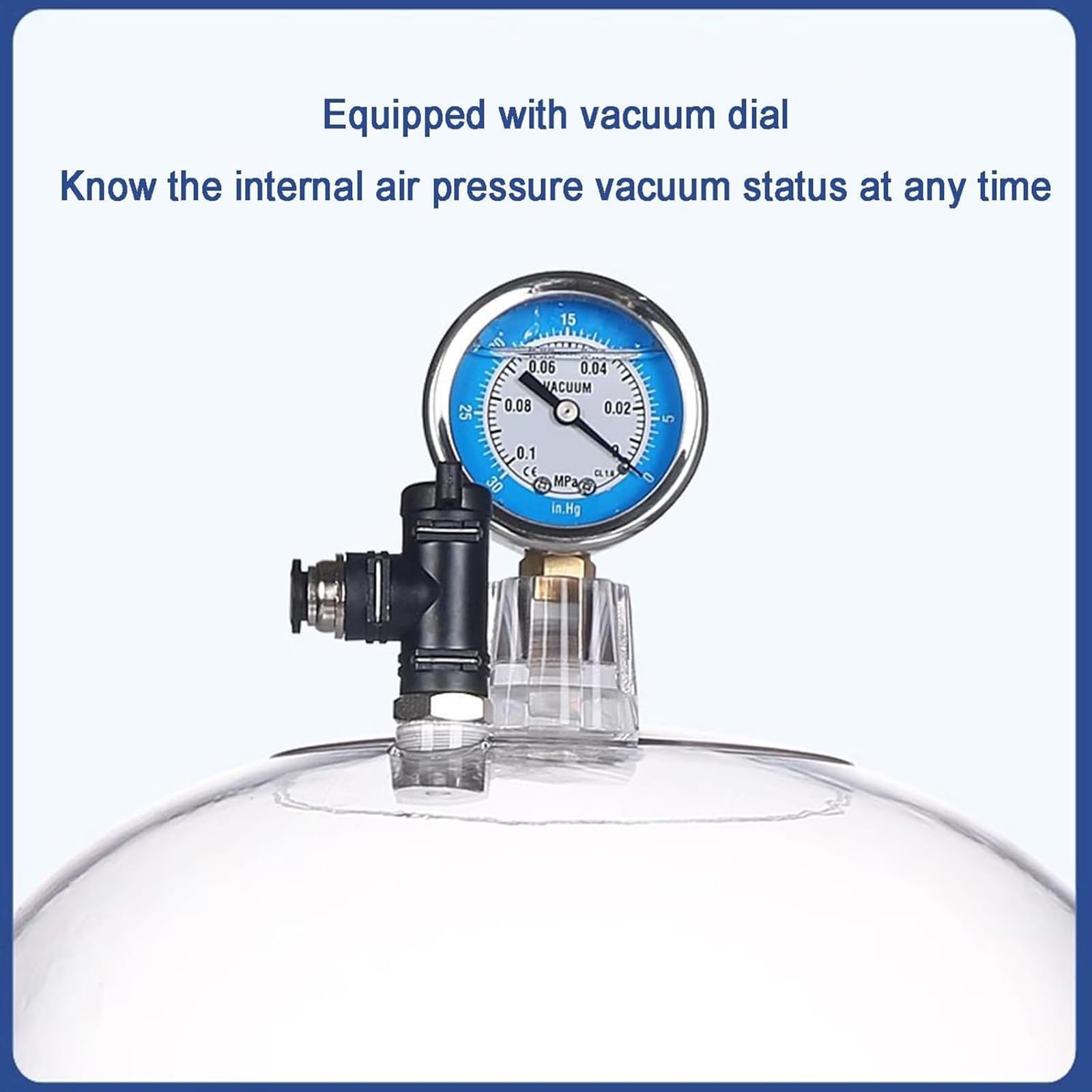 Vakuum-Exsikkator mit Manometer, 250 mm, hohe Transparenz, transparente Trockenflasche, Silikon-Dichtungsring, Doppelventil für Vakuumaufbewahrung