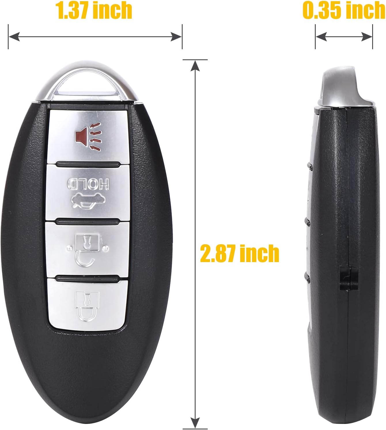 Smart Key Fob Blade Replacement Fit for Nissan Murano Maxima GT-R Altima Infiniti G37 FX50 FX35 G25 G35 2007 2008 2009 2010 2011 2012 2013 2014, #KR55WK48903 KR55WK49622, 4 Button Set 1