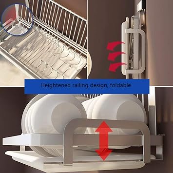 Dish Drying Rack Stainless Steel Kitchen Dish Rack Plate Cutlery Cup Dish Drainer Drying Rack Wall Mount Kitchen Organizer Storage Holder Drying Rack Kitchen