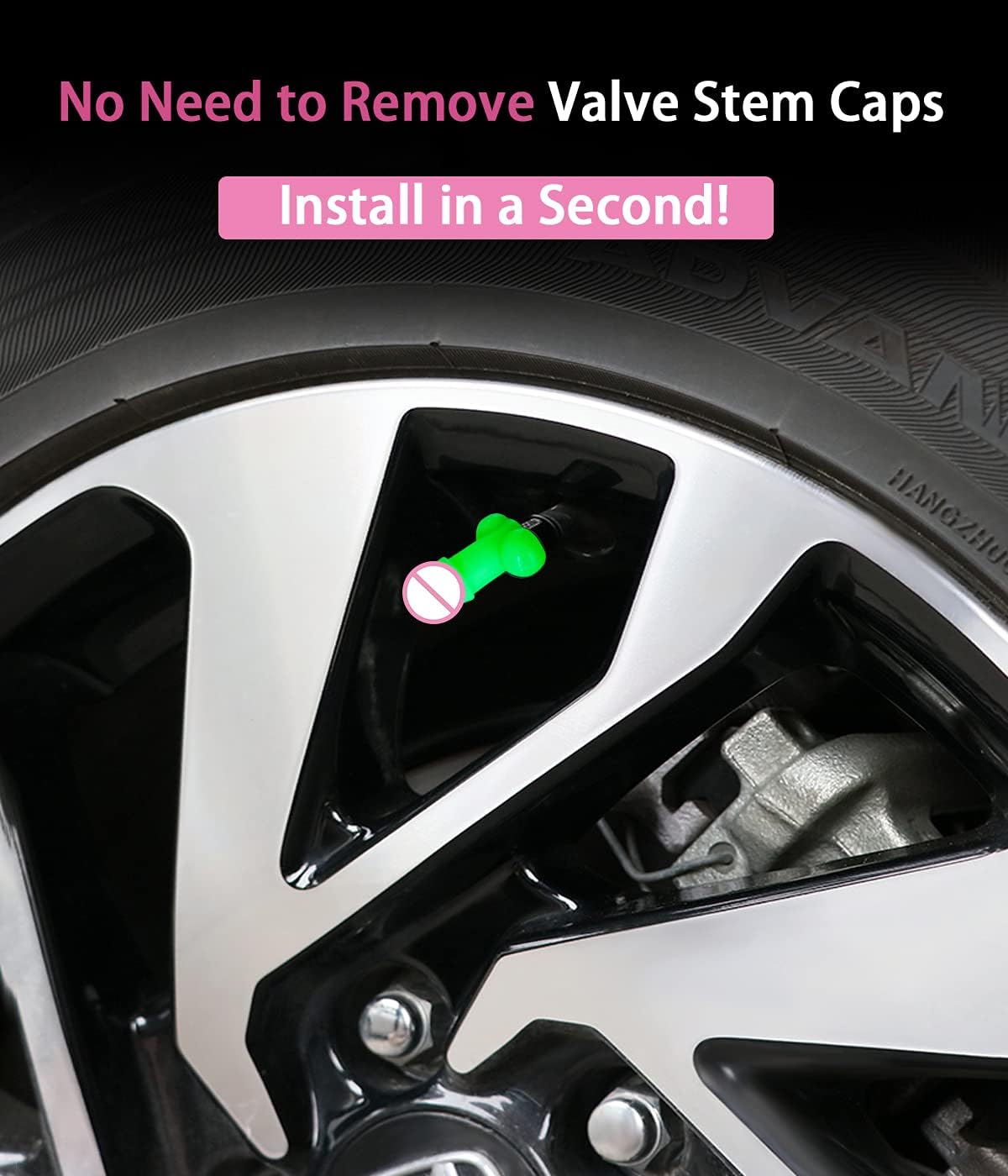 Prank Valve Stem Caps (4 Pack), Luminous Tire Valve Cover, Universal Tire Valve Stem Covers Glow in The Dark Great for Prank-Gag Fits for Cars, Trucks, SUVs, Auto,Bikes, Motorcycles, Trucks (Green) : Automotive