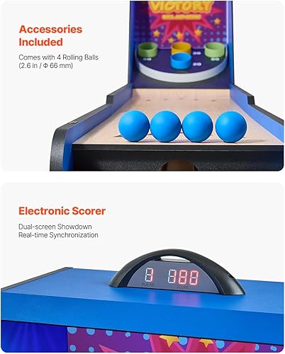 Miniatura 3 de VEVOR Roll and Score Classic Arcade Game Table, Sky Ball Table Machine, LED Electronic Scorer & Track Lighting, Sonido, Retorno automático de la