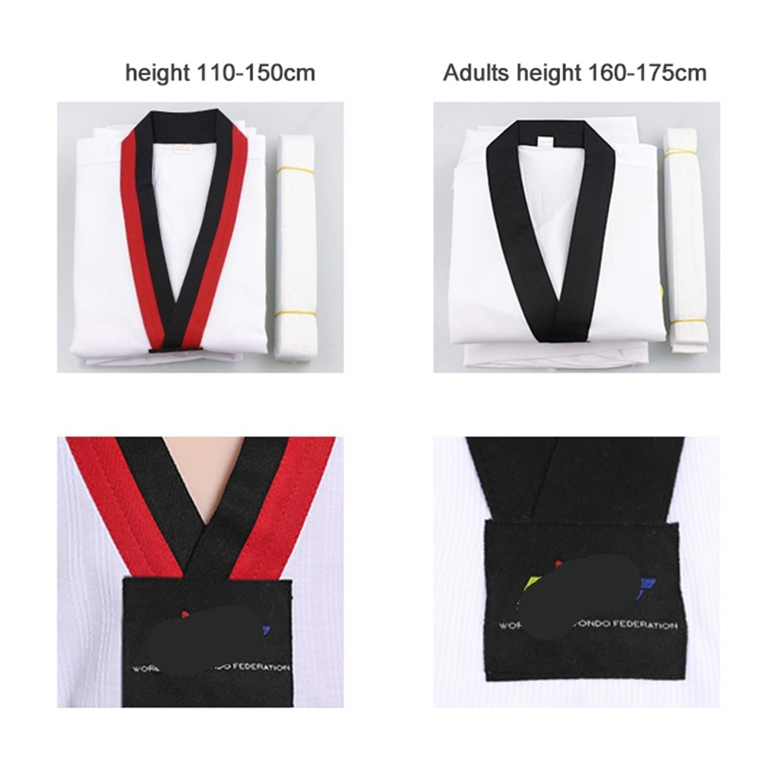 Uniforme con Cinturón Uniformes de Gi de Manga Larga, Disfraces, Ropa, Uniformes de Taekwondo, Karate, Judo, dobok.(170)