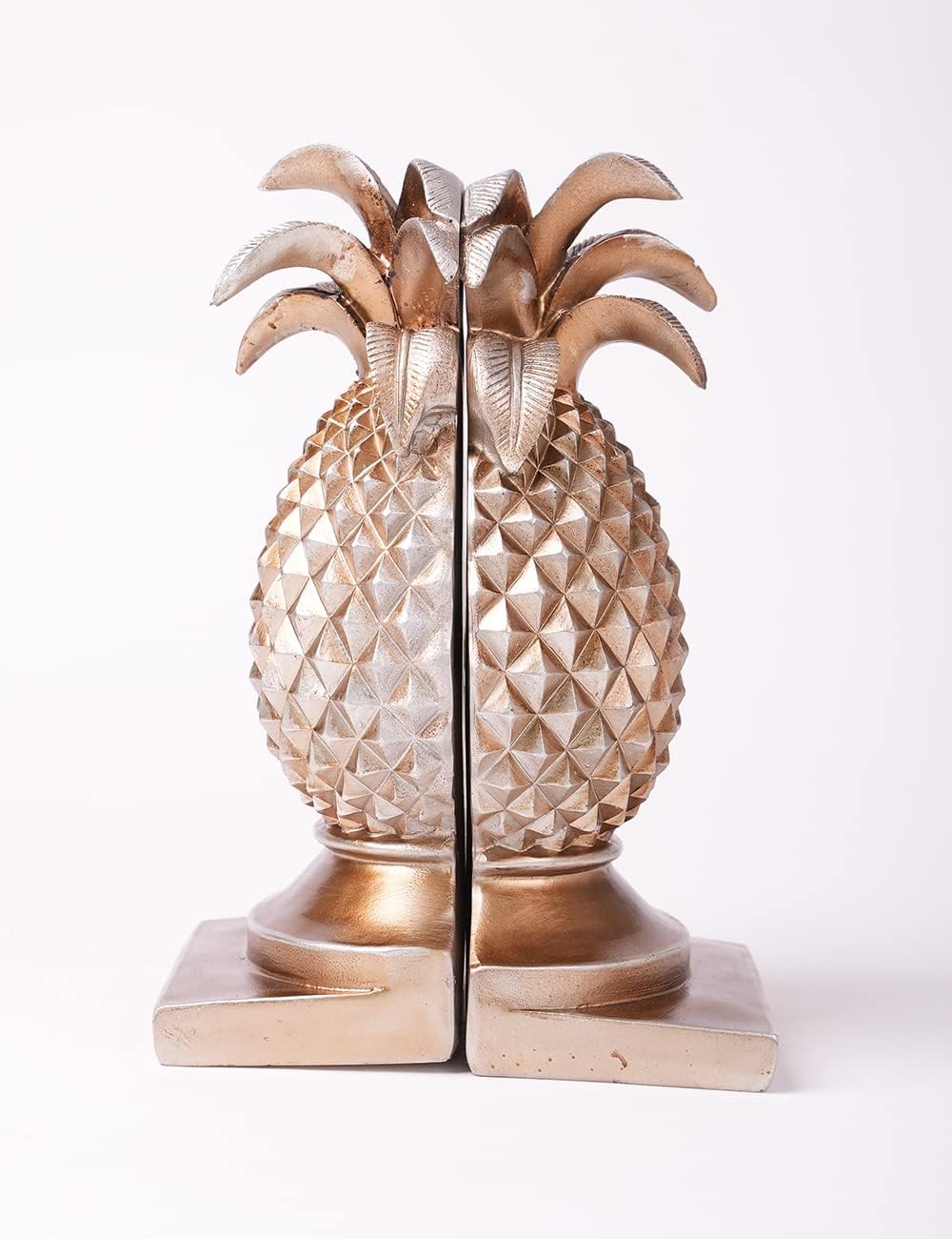 HAUCOZE Decorative Book Ends Pineapple Statue Sculpture Modern Home Decor Table Centerpiece Gift for Office Bookshelf Gold 9.4 Inch